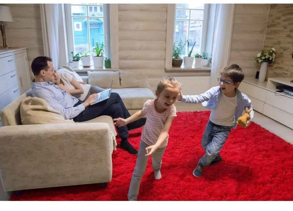 NEW Fluffy Red Area Rug 5.3x7.5 Ft - photo 3