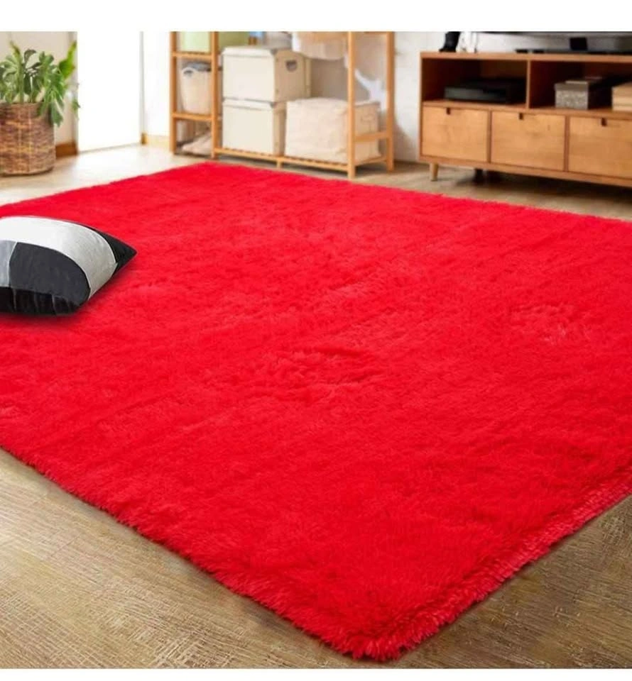 NEW Fluffy Red Area Rug 5.3x7.5 Ft - photo 4