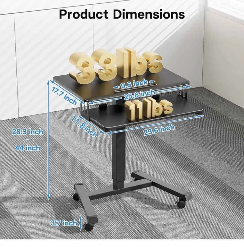 Mobile Sit-to-Stand Desk with Gas Spring Height Adjustment - photo 4