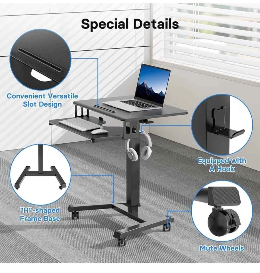 Mobile Sit-to-Stand Desk with Gas Spring Height Adjustment - photo 5