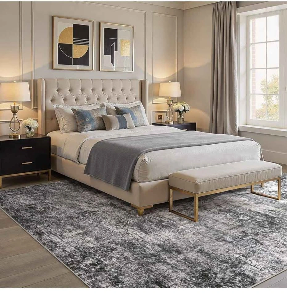 7x9 Large Soft Indoor Neutral Modern Abstract Washable Rug - photo 2
