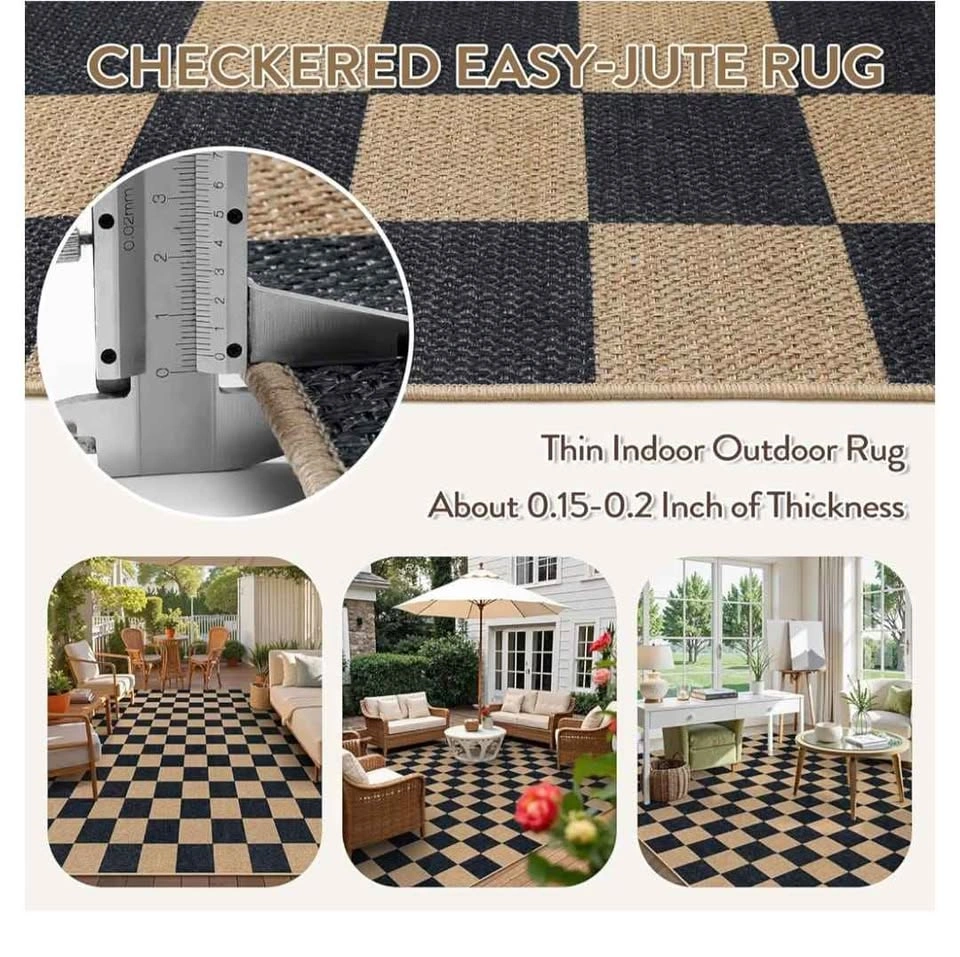 Brand new Lahome Colette Checkered Easy Jute 8x10 Rug - photo 3