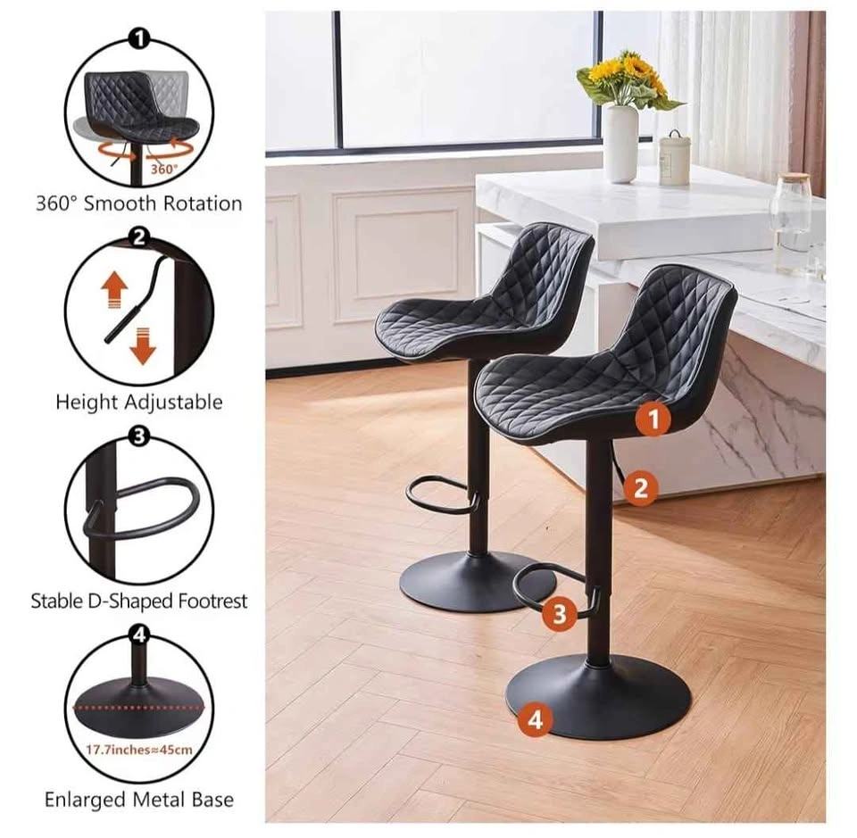 Brand new Black Bar Stools Set of 2, Mid-Century Modern - photo 2