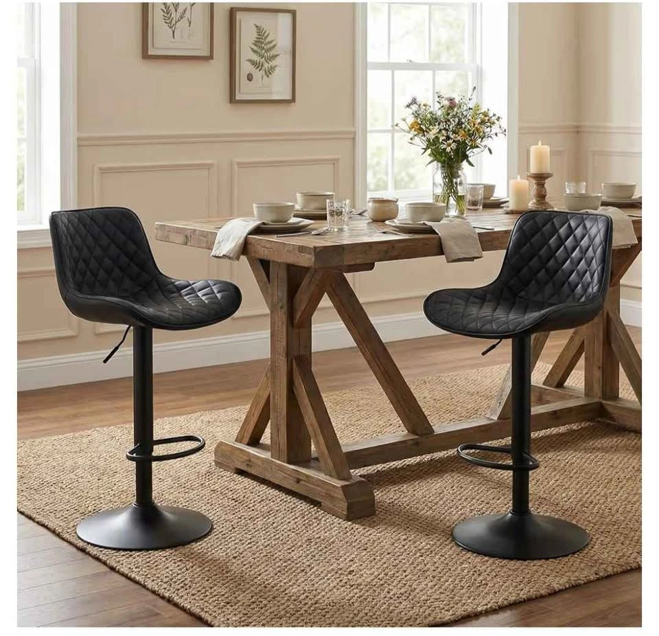 Brand new Black Bar Stools Set of 2, Mid-Century Modern - photo 3