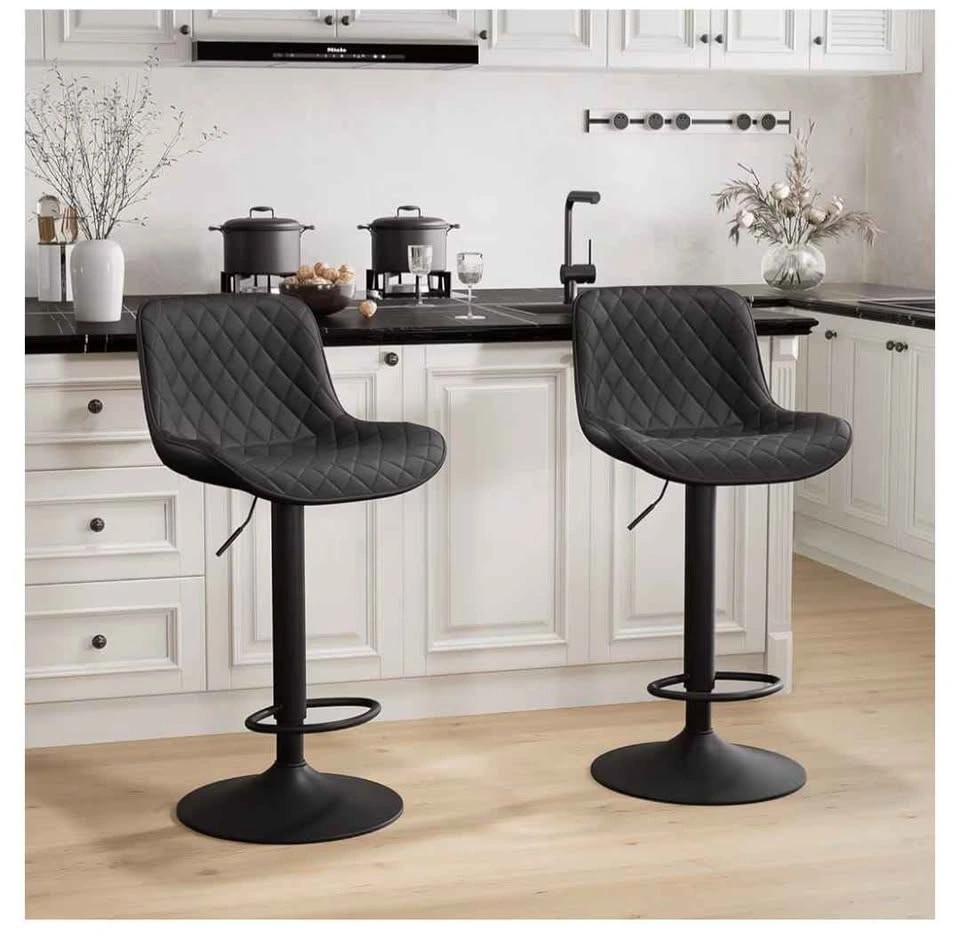 Brand new Black Bar Stools Set of 2, Mid-Century Modern - photo 4
