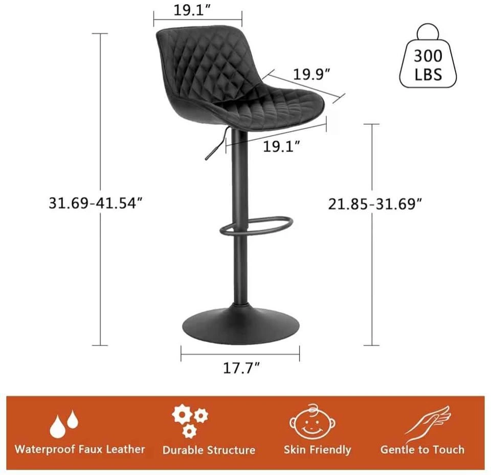 Brand new Black Bar Stools Set of 2, Mid-Century Modern - photo 5