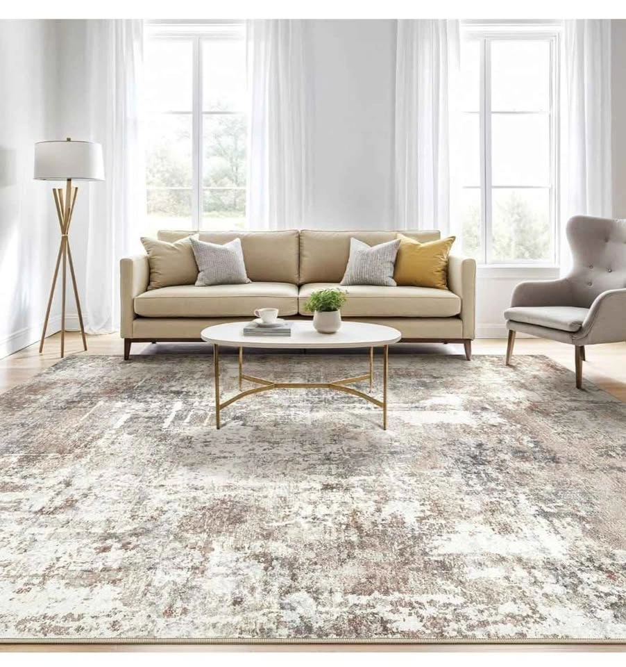 9x12 Washable Abstract Modern Area Rug - Brown Grey - photo 3