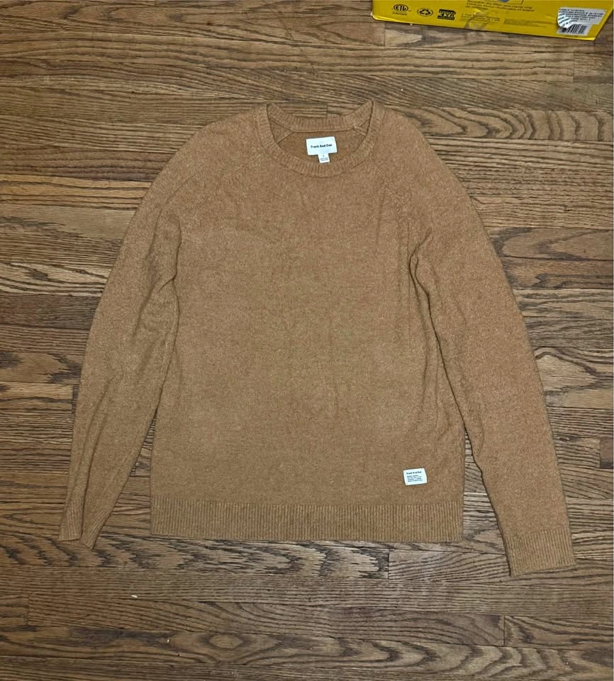 FRANK AND OAK Mens The Boucle Knit Crewneck SWEATER Size S Kelp