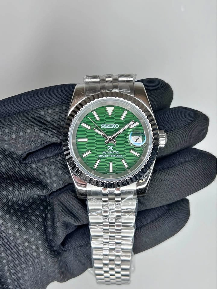 Seiko Custom Mod Automatic Watch NH35 Datejust Fluted Bezel