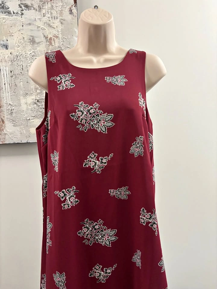 Ann Taylor Dress 6P Burgundy Red Floral Sleeveless A-Line NWT ⚽️