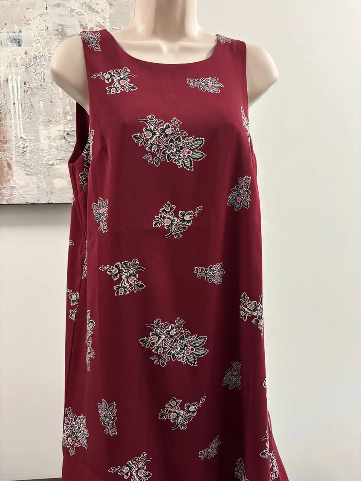 Ann Taylor Dress 6P Burgundy Red Floral Sleeveless A-Line NWT ⚽️ - photo 3