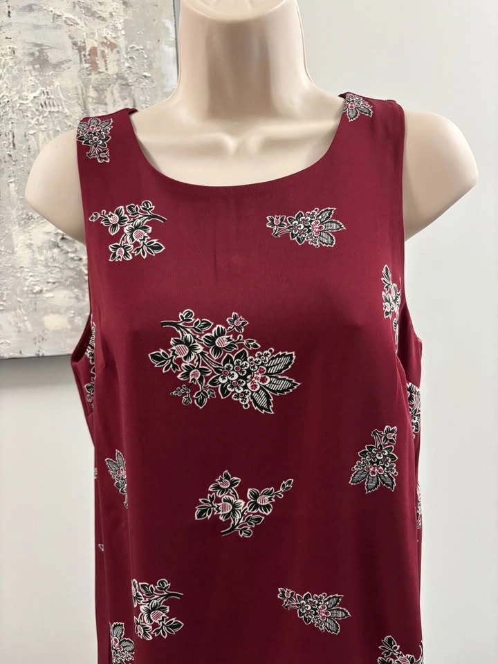 Ann Taylor Dress 6P Burgundy Red Floral Sleeveless A-Line NWT ⚽️ - photo 4