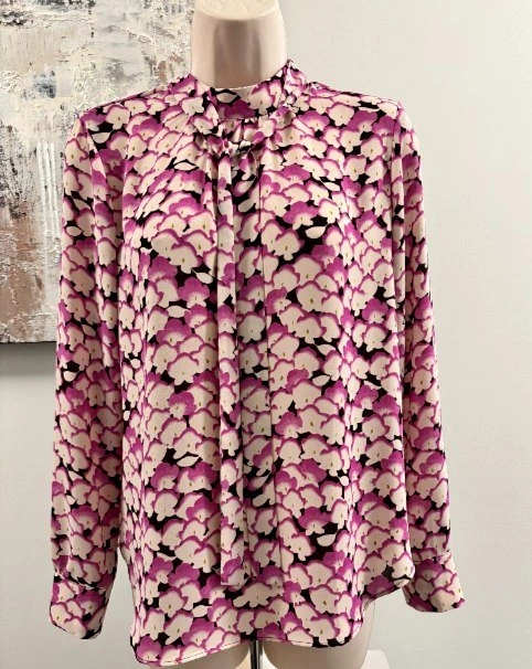 Ann Taylor Blouse SP Small Petite Floral Tie Front Top ⚽️
