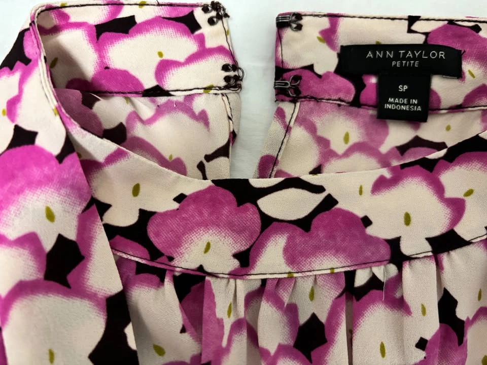Ann Taylor Blouse SP Small Petite Floral Tie Front Top ⚽️ - photo 5