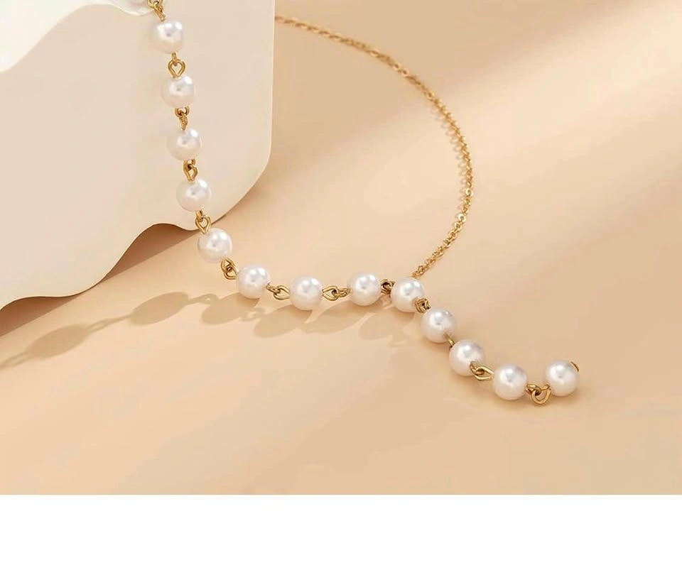 ✨ Pearl Lariat Y‑Chain Necklace — Elegant Minimalist Jewelry