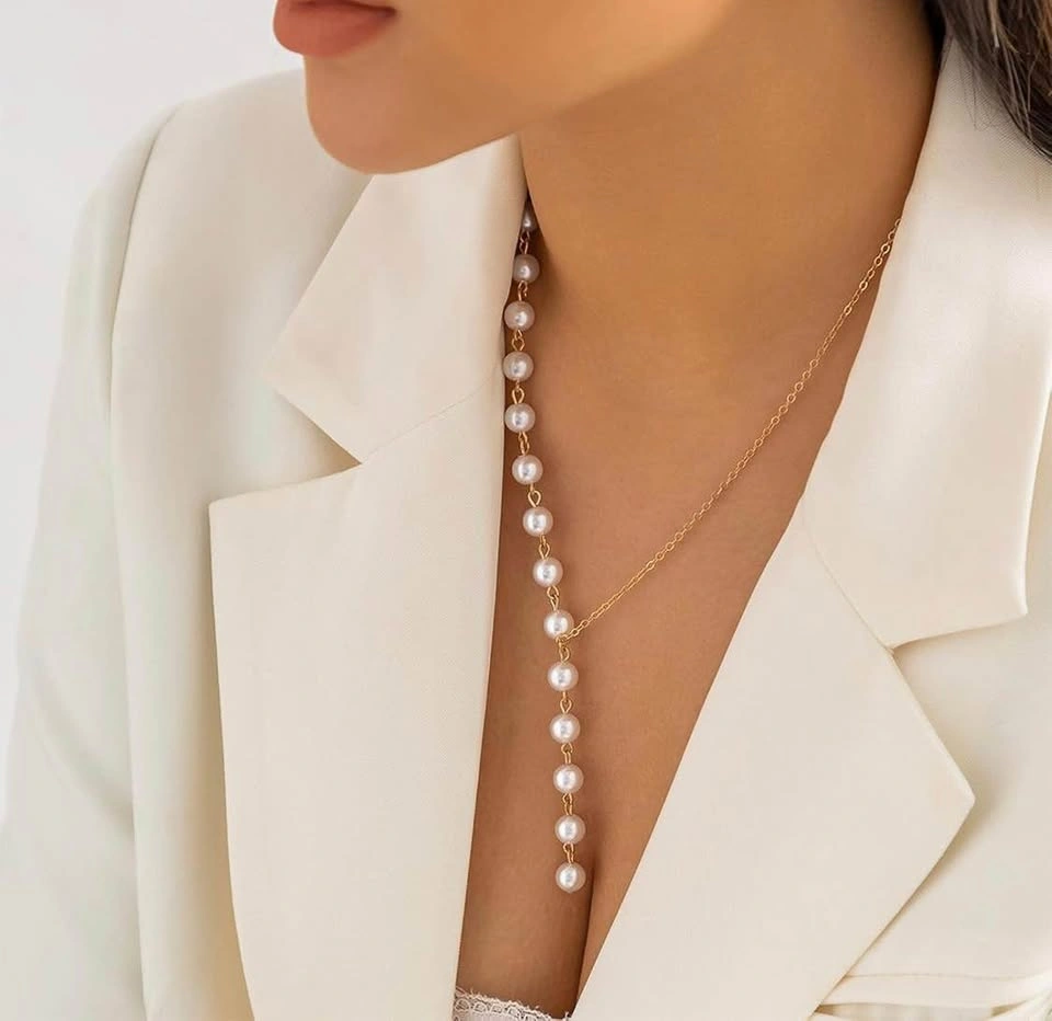 ✨ Pearl Lariat Y‑Chain Necklace — Elegant Minimalist Jewelry - photo 2