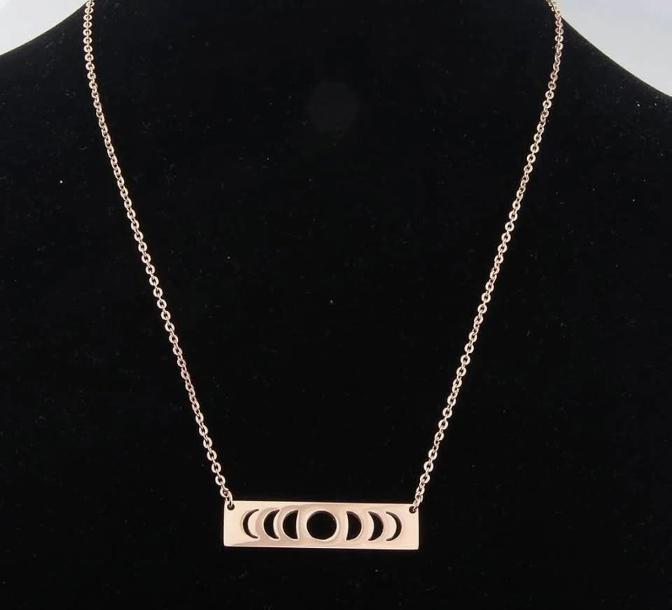 Rose Gold Moon Phase Bar Necklace — Celestial Minimalist Jewelry - photo 2