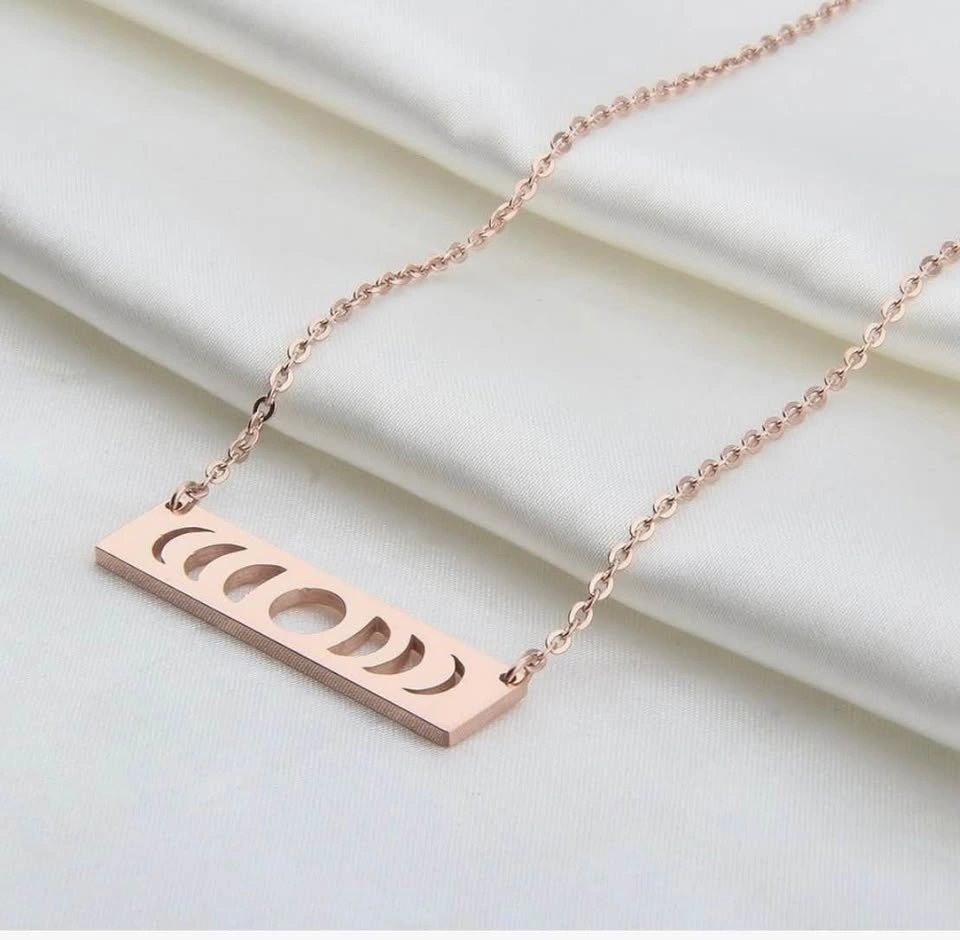Rose Gold Moon Phase Bar Necklace — Celestial Minimalist Jewelry - photo 3