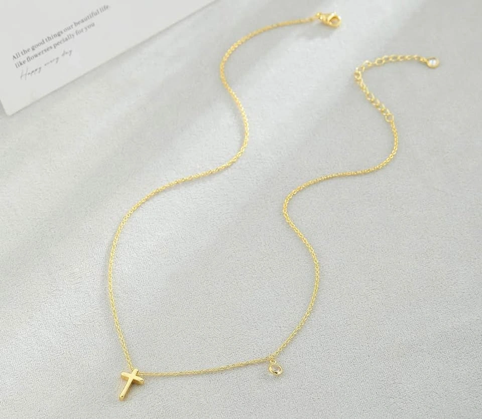 ✨ Sideways Cross CZ Necklace — Dainty Gold Edition - photo 3