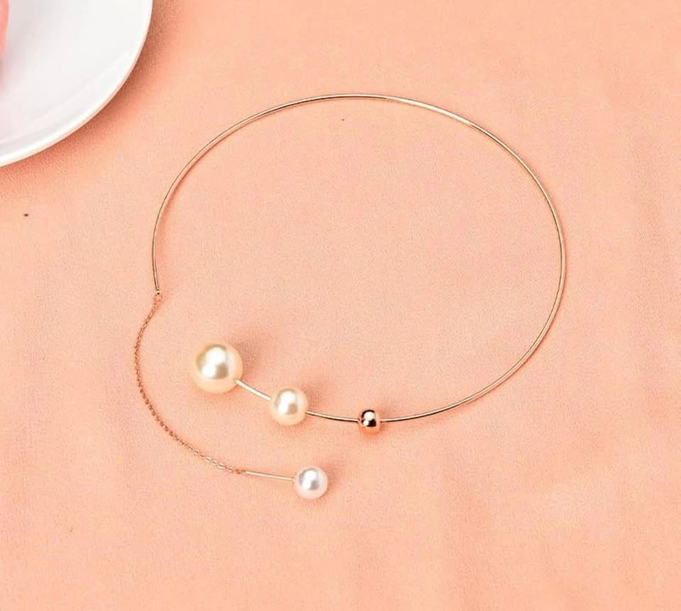 Gold Pearl Open Choker Necklace