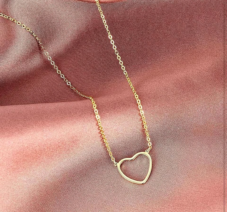 ✨ Open Heart Pendant Necklace — Minimalist Gold Everyday Jewelry