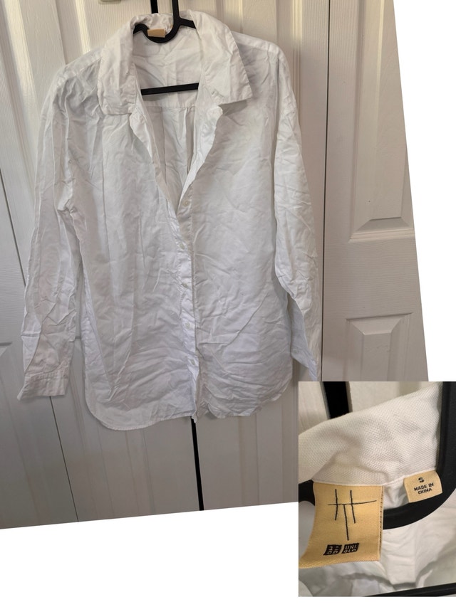 UNIQLO Women’s White Long Sleeve Button-Up Shirt - Size S