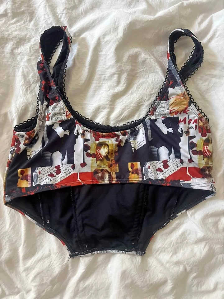 Corset top goth swimsuit bra bikini top size M/L