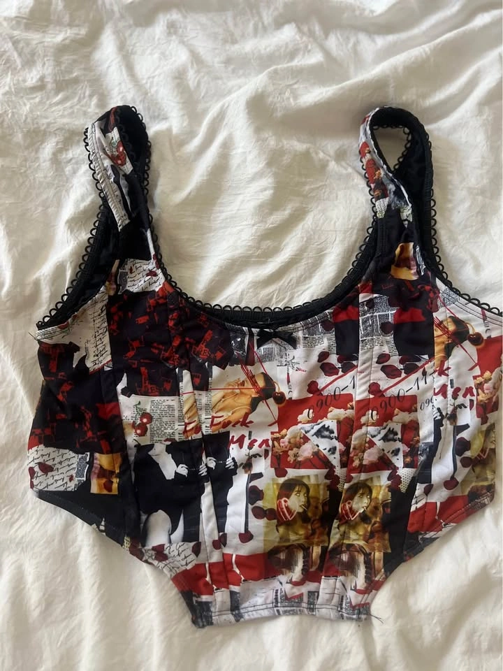 Corset top goth swimsuit bra bikini top size M/L - photo 2