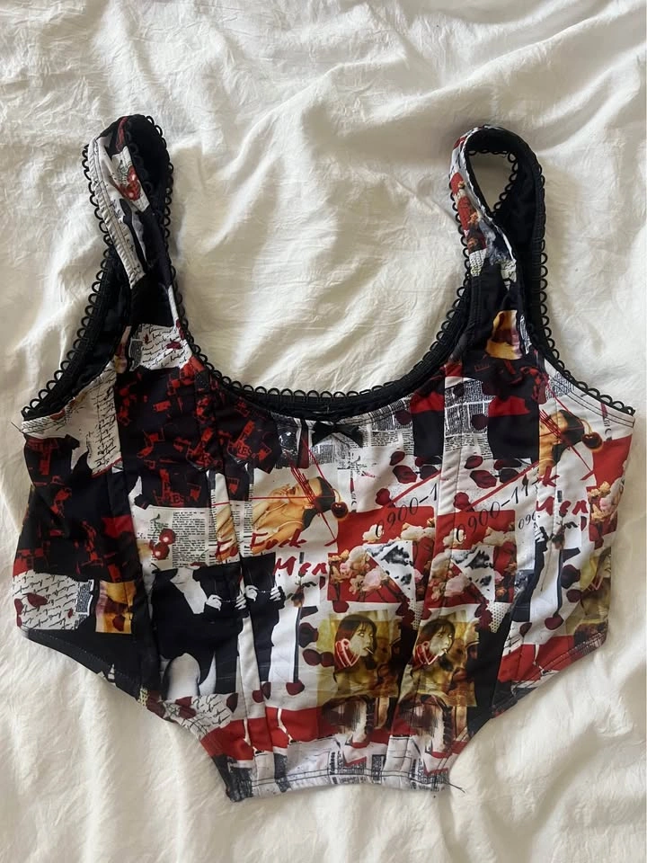 Corset top goth swimsuit bra bikini top size M/L - photo 3
