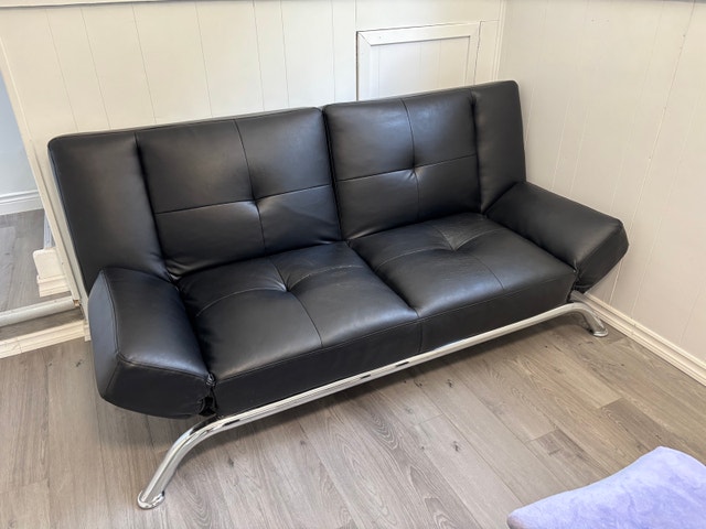 DHP Emma Leather Convertible Sleeper Futon Couch
