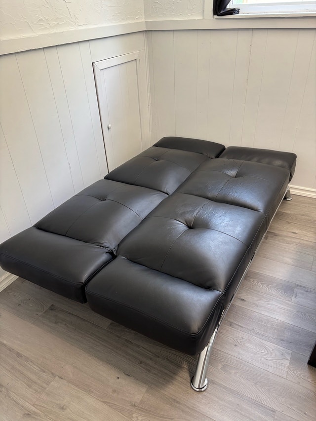 DHP Emma Leather Convertible Sleeper Futon Couch - photo 2