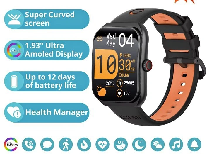 Smartwatch with AMOLED Display Bluetooth Call IP68 Waterproof