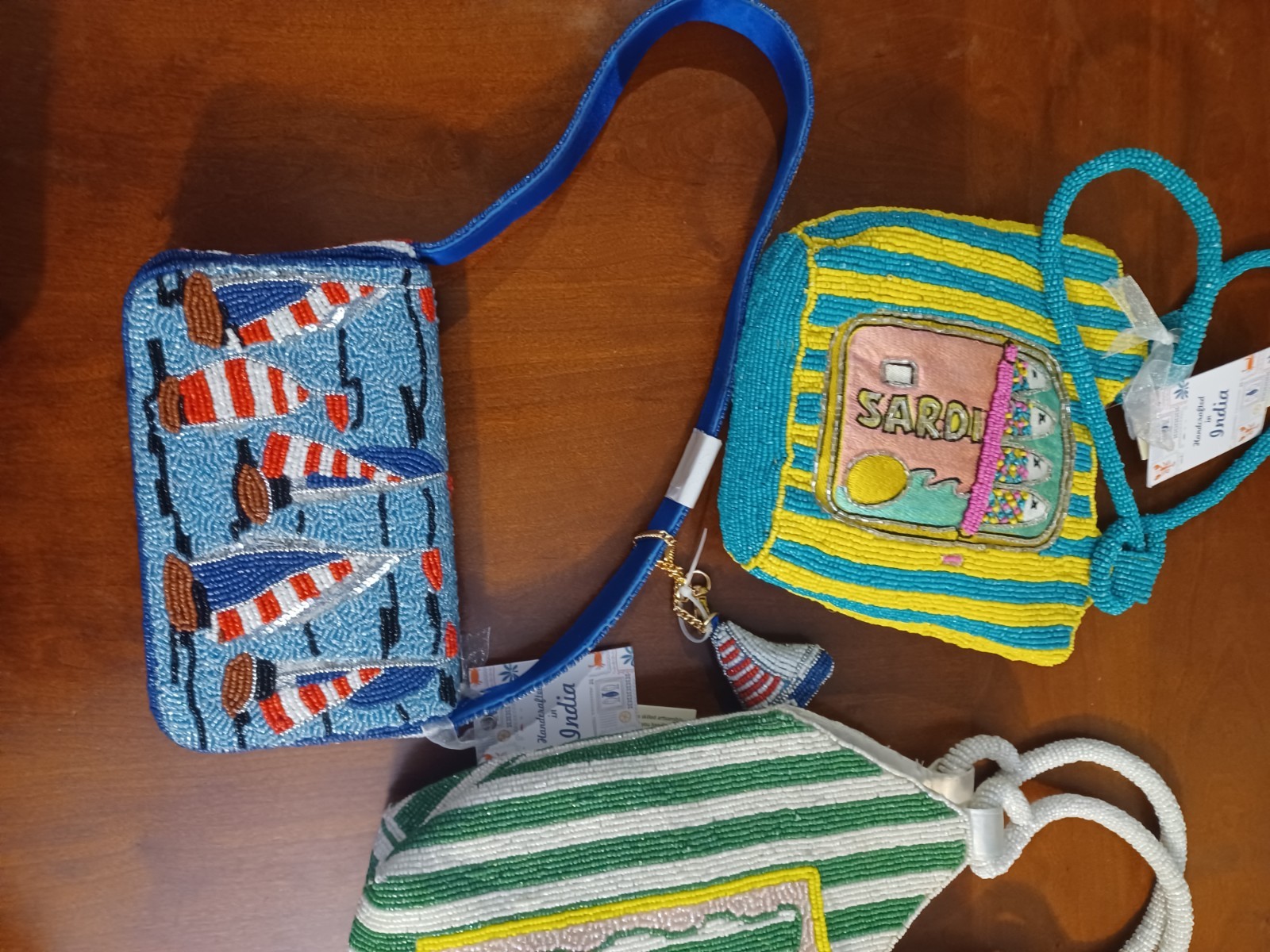 3 Bag Lot Handcrafted Made In India Sardines Boats Beaded Bag - photo 2