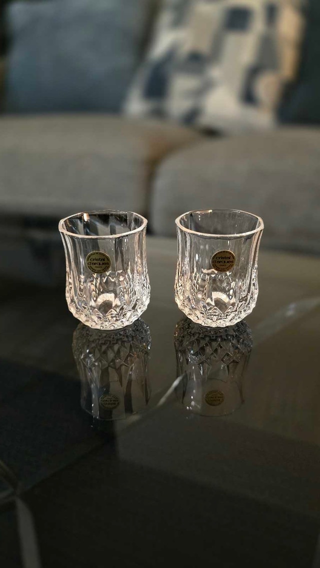 2 Cristal d’Arques Longchamp 24% Lead Crystal Shot Glasses