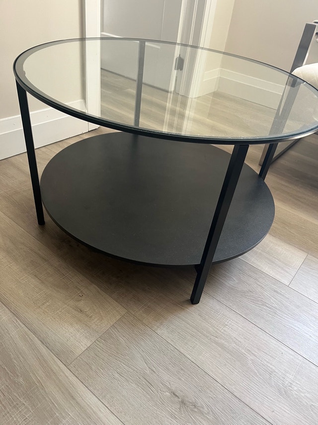 black and glass ikea coffee table - photo 2