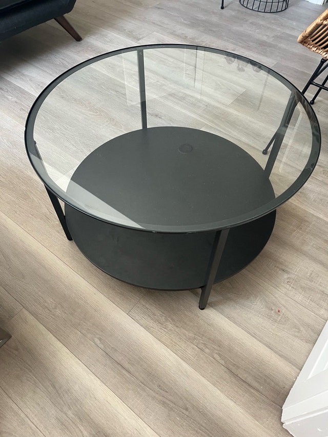 black and glass ikea coffee table - photo 3