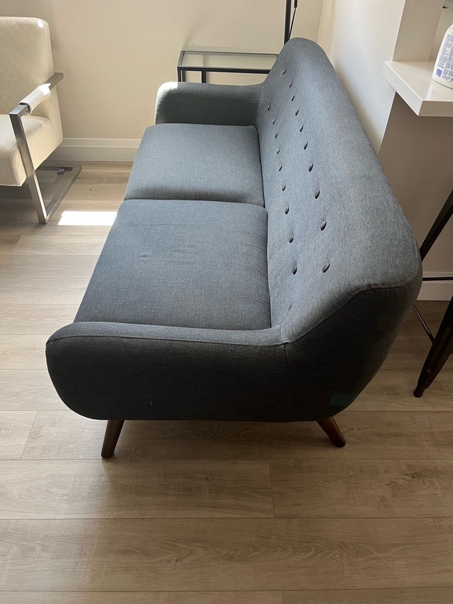 mid century modern sofa dark grey structure - photo 4