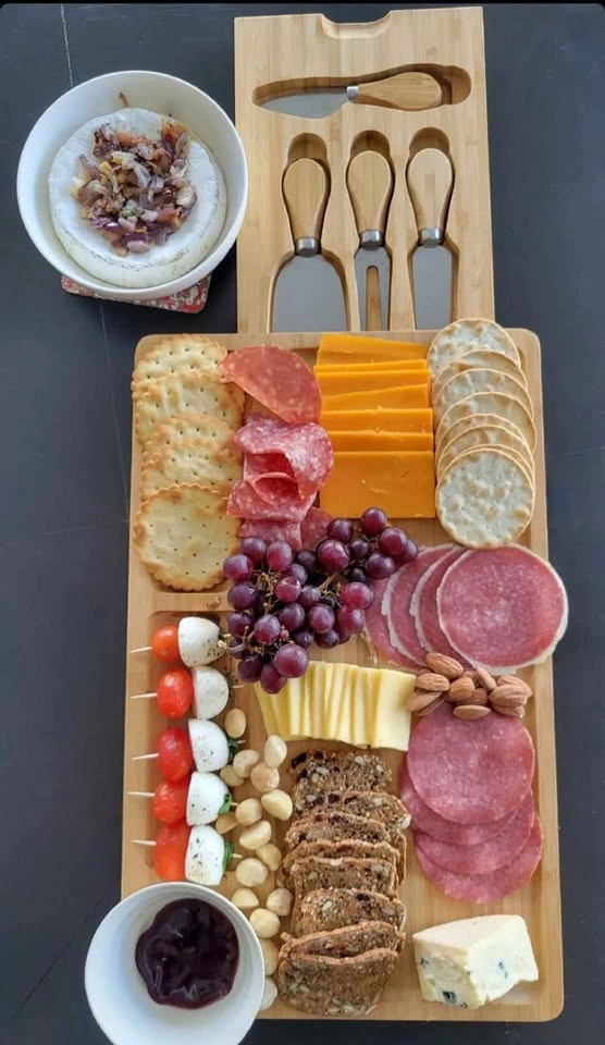 Organic Bamboo Charcuterie Board with Cheese Knife Set - photo 2