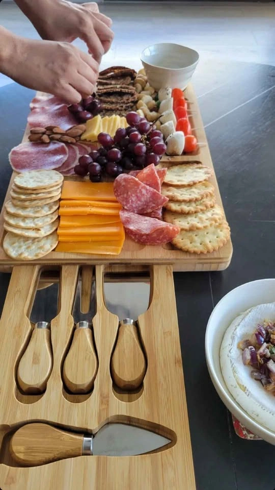 Organic Bamboo Charcuterie Board with Cheese Knife Set - photo 4