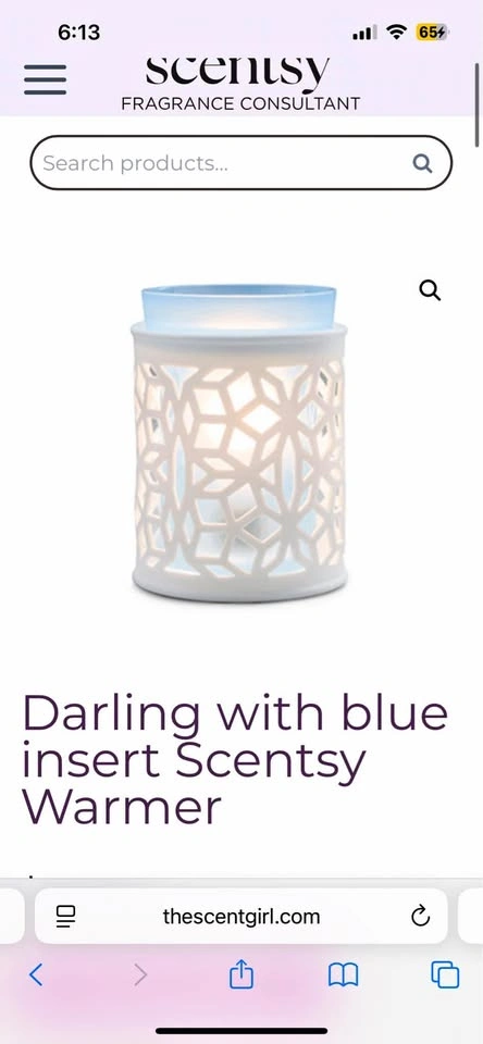 BNIB Scentsy Darling with Blue Insert Warmer