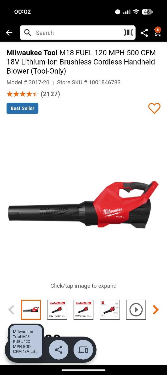 Milwaukee M18 FUEL 120 MPH 500 CFM Handheld Blower
