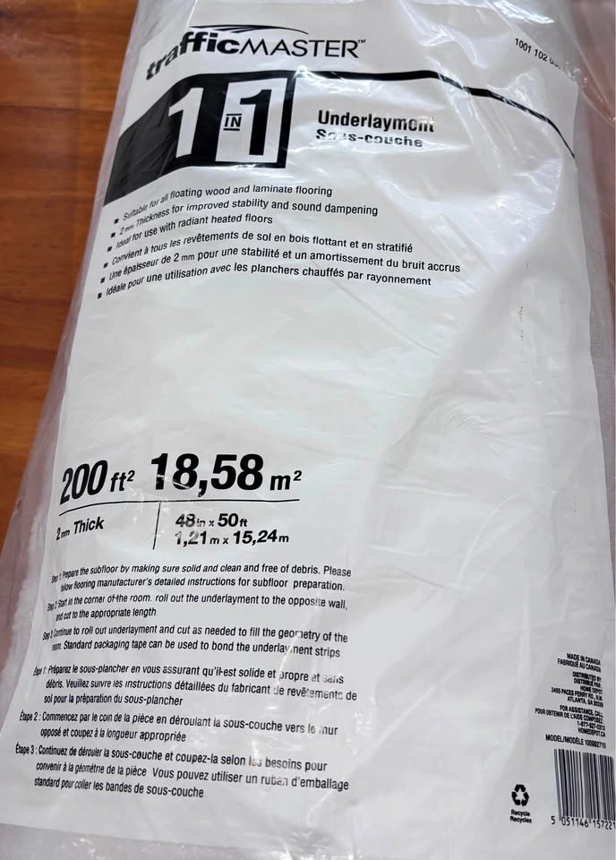 Traffic master 1-1 underlayment total 400 sq ft