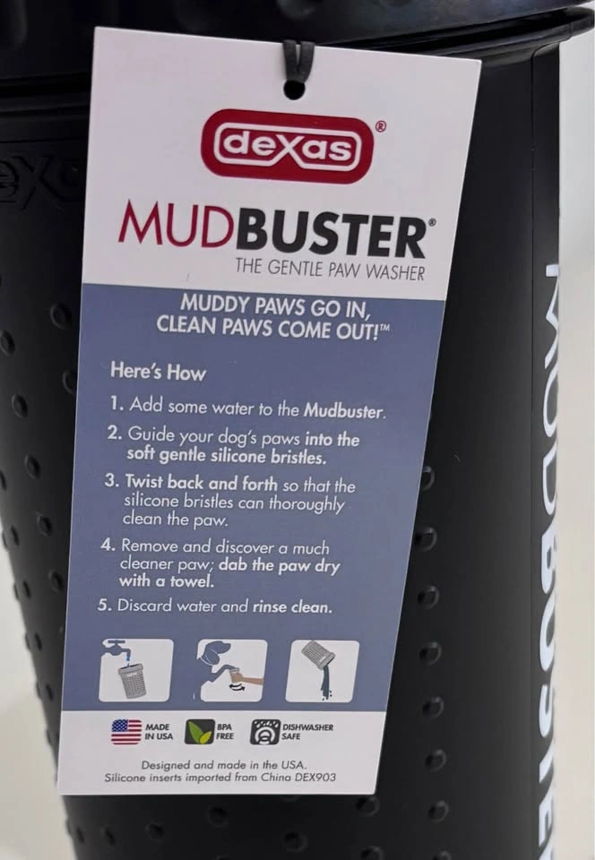 Dexas MudBuster Portable Dog Paw Washer, Large, Matte Black - photo 2