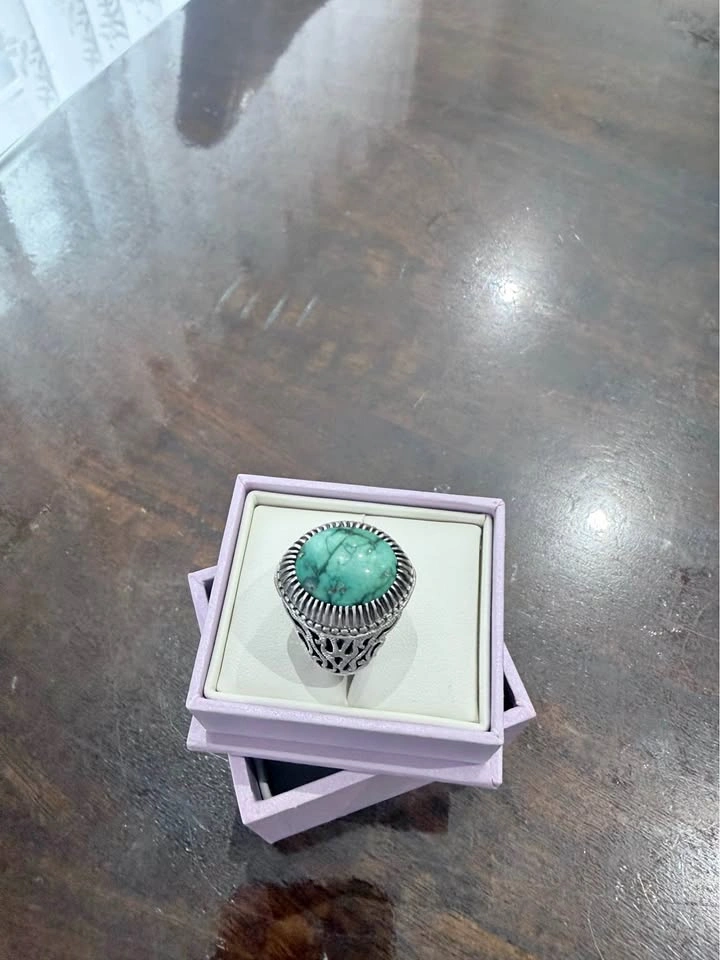 Turquoise silver ring men