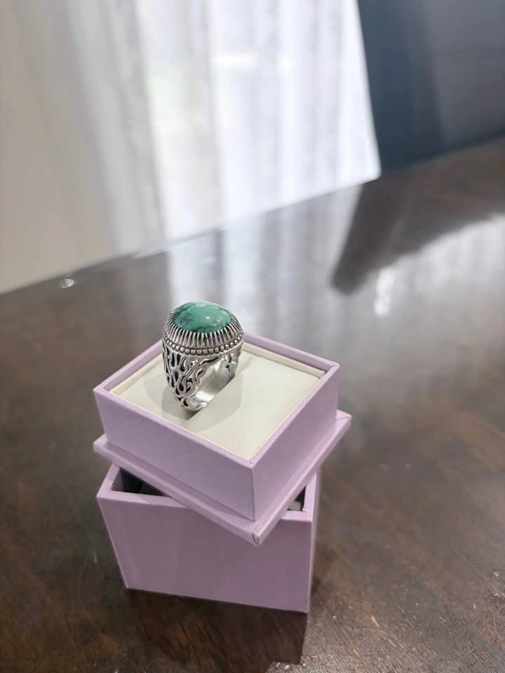 Turquoise silver ring men - photo 4