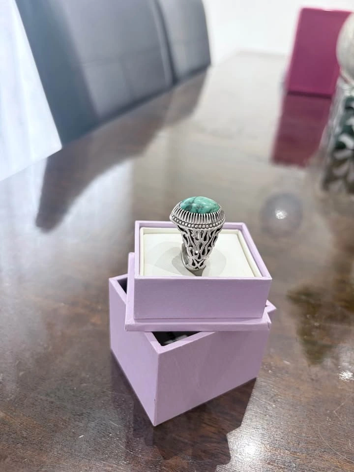 Turquoise silver ring men - photo 5