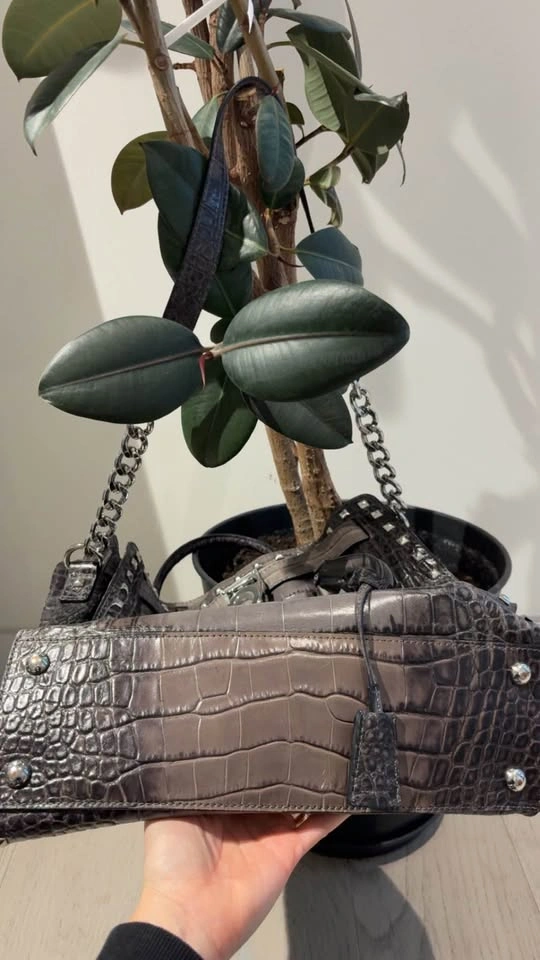 Michael Kors Black Studded Satchel (Croc-Embossed) - photo 2