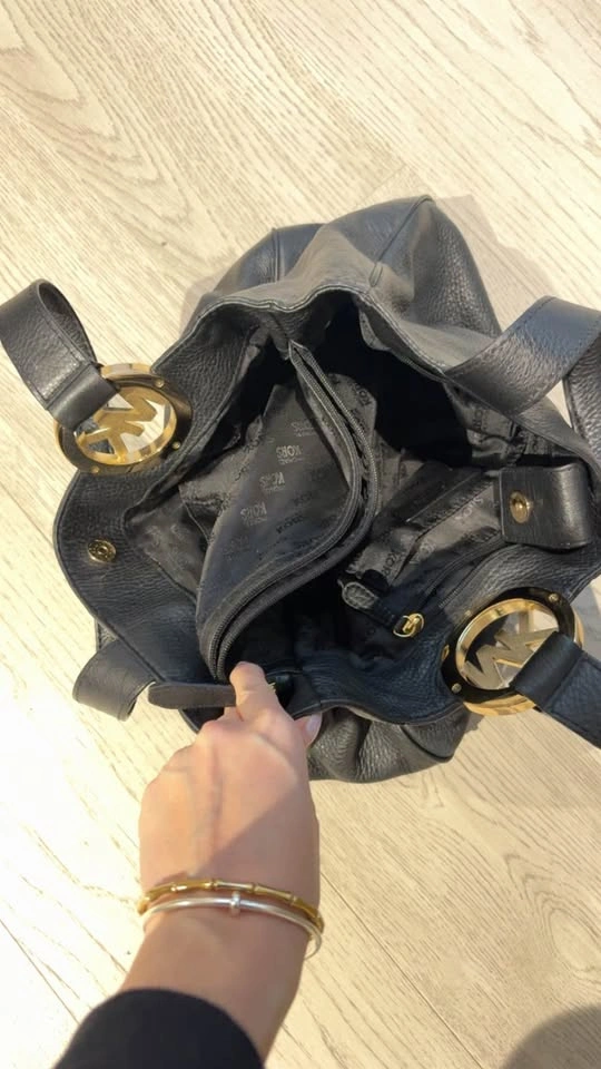Michael Kors Black Leather Tote – Classic MK Medallion - photo 2
