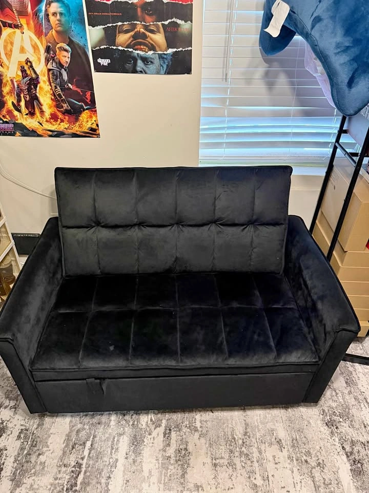 Convertible Loveseat Sleeper Sofa Bed-Black