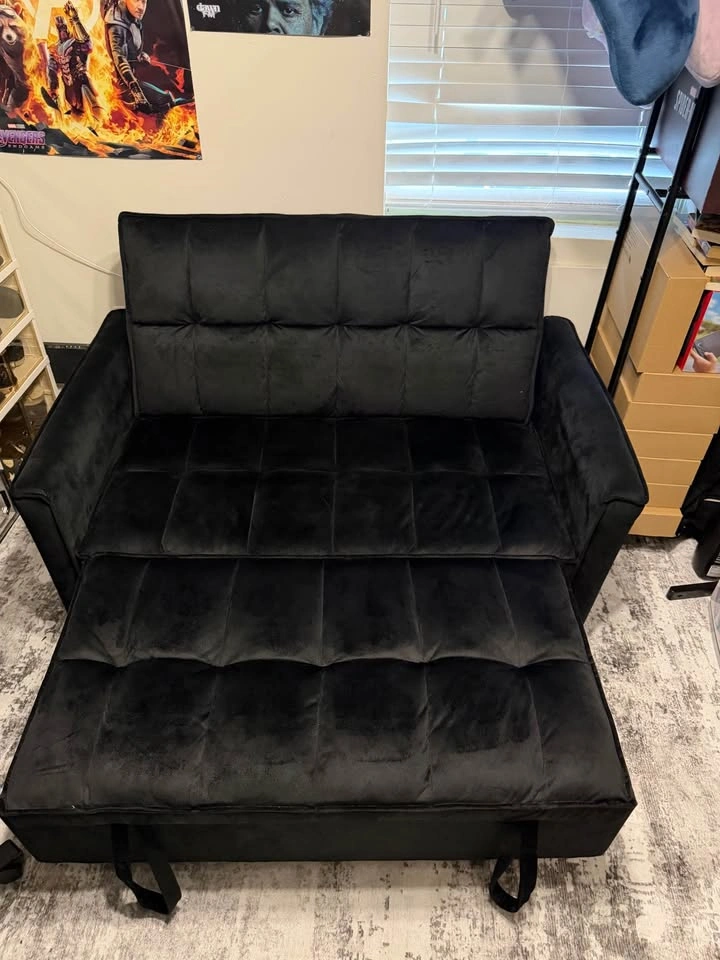 Convertible Loveseat Sleeper Sofa Bed-Black - photo 3